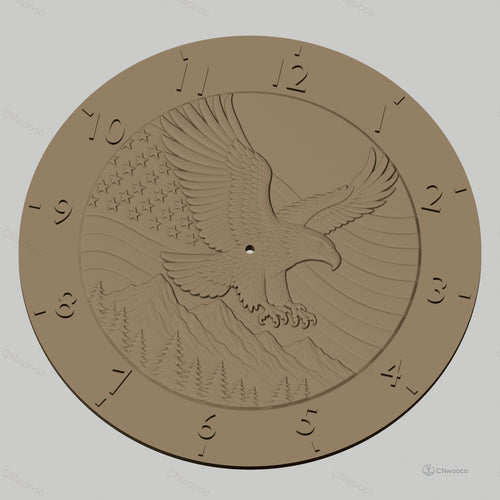 Fichier CNC & impression 3D horloge murale aigle symbole USA relief STL