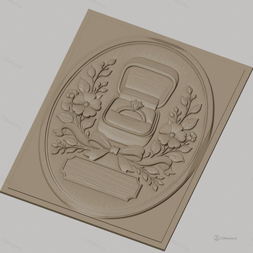 Fichier CNC & impression 3D bague de fiançailles, boîte à bijoux, fleurs et ruban, haute qualité relief STL