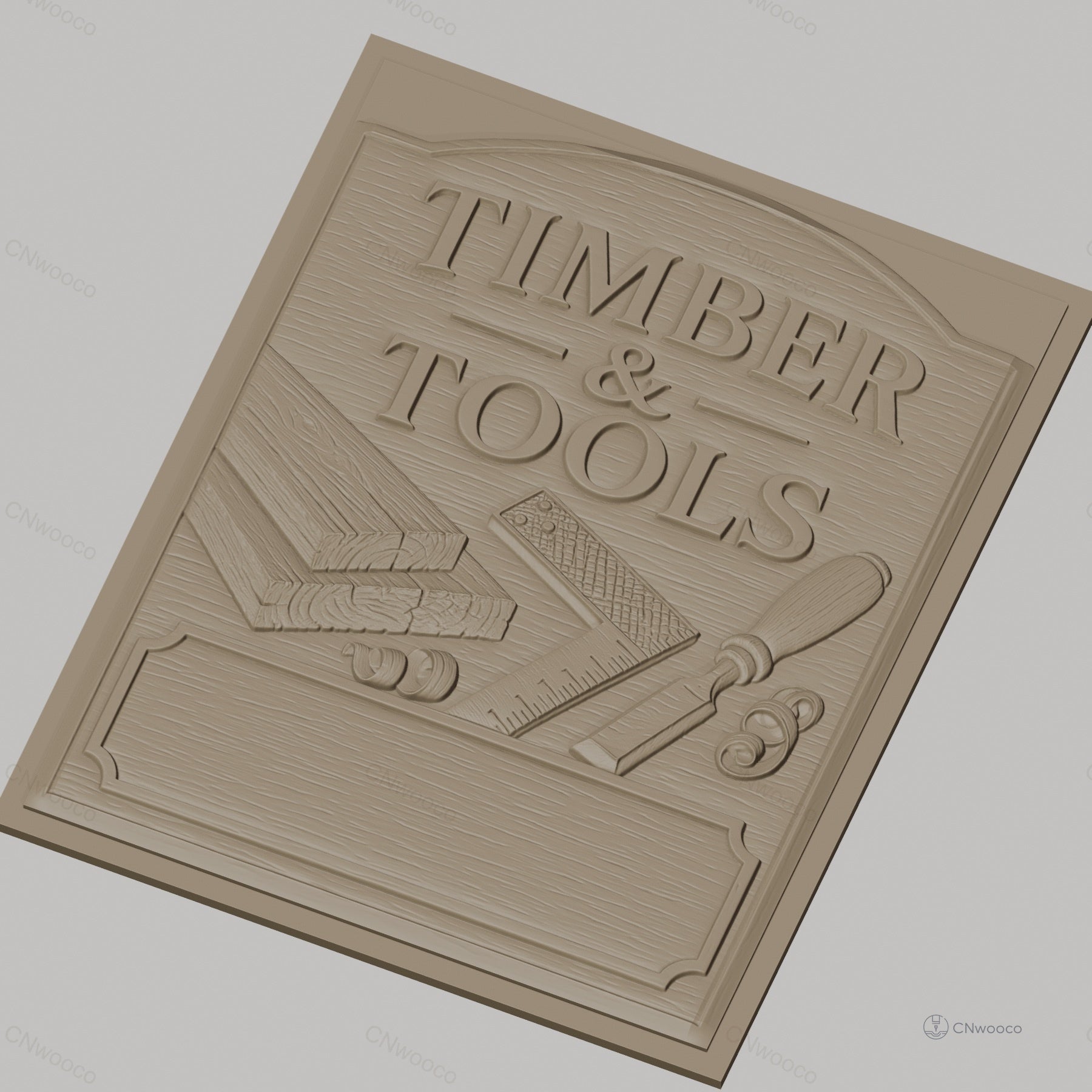 Fichier CNC & impression 3D thème bois et outils, planche, équerre, ciseau à bois, copeaux, haute qualité relief STL