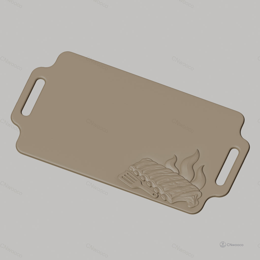 Fichier CNC barbecue ribs flaming meat bas-relief pour sculpture sur bois, STL