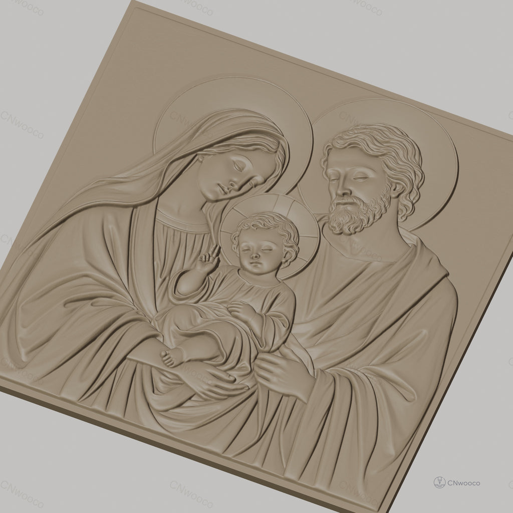 Fichier CNC & impression 3D Sainte Famille, Vierge Marie, Jésus enfant et Saint Joseph, haute qualité relief STL