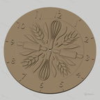 Fichier CNC & impression 3D horloge murale thème cuisine pâtisserie décor STL