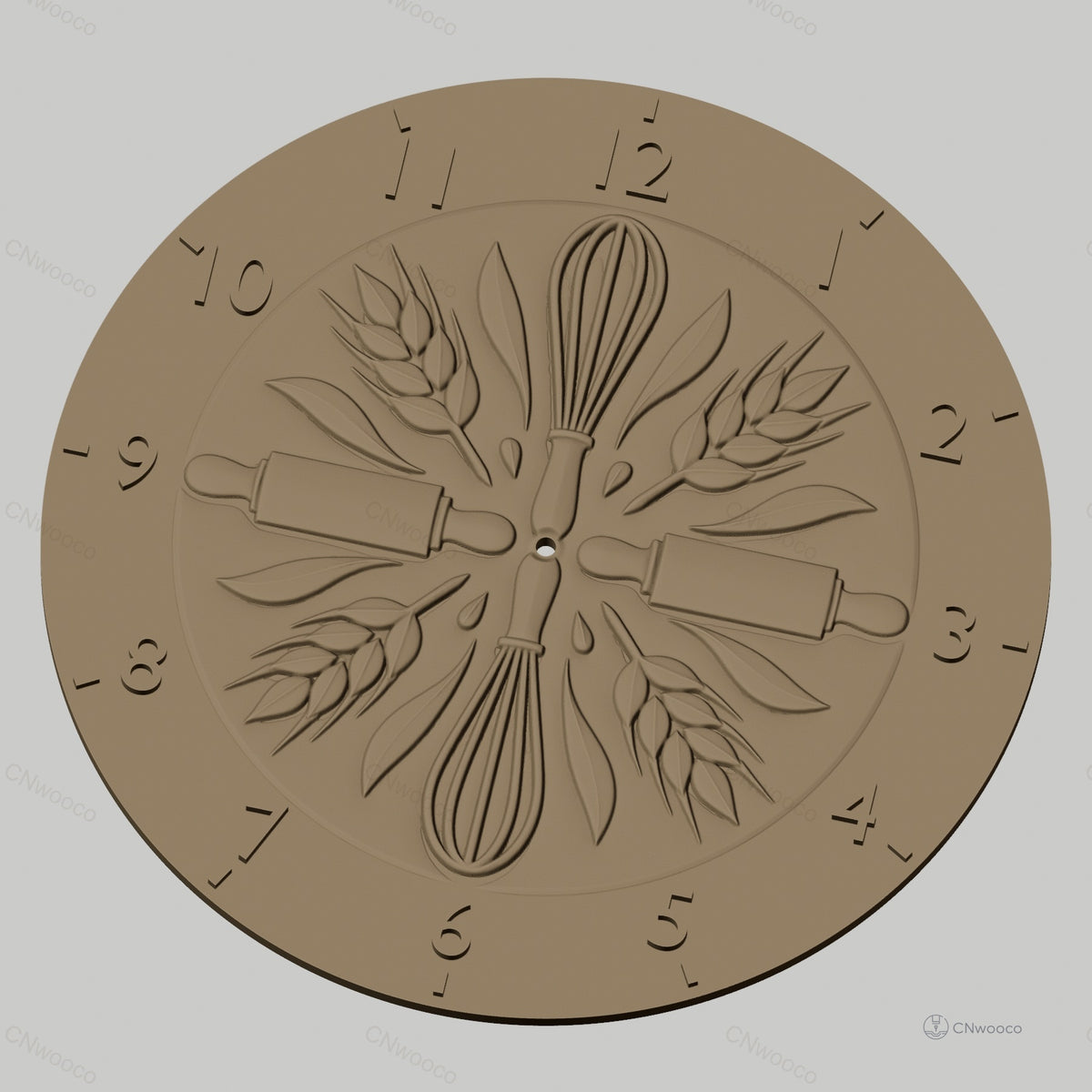 Fichier CNC & impression 3D horloge murale thème cuisine pâtisserie décor STL