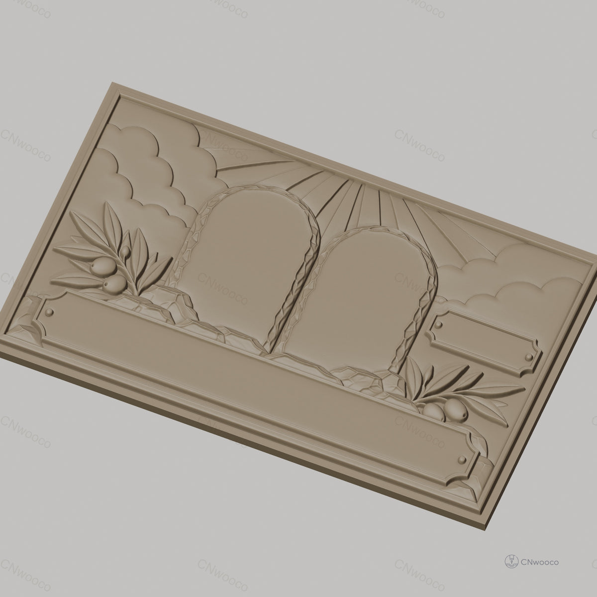 Fichier CNC & impression 3D Tables des lois, rayons du soleil, branchages d'olivier, haute qualité relief STL