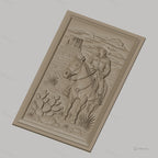 Fichier CNC & impression 3D cowboy à cheval désert cactus haute qualité relief STL