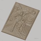 Fichier CNC & impression 3D chef de train, locomotive vapeur, quai, valises, haute qualité relief STL