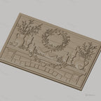 Fichier CNC & impression 3D décoration cheminée avec couronne et bougies, haute qualité relief STL