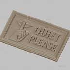 Fichier CNC & impression 3D panneau Quiet Please avec main et bouche, haute qualité relief STL
