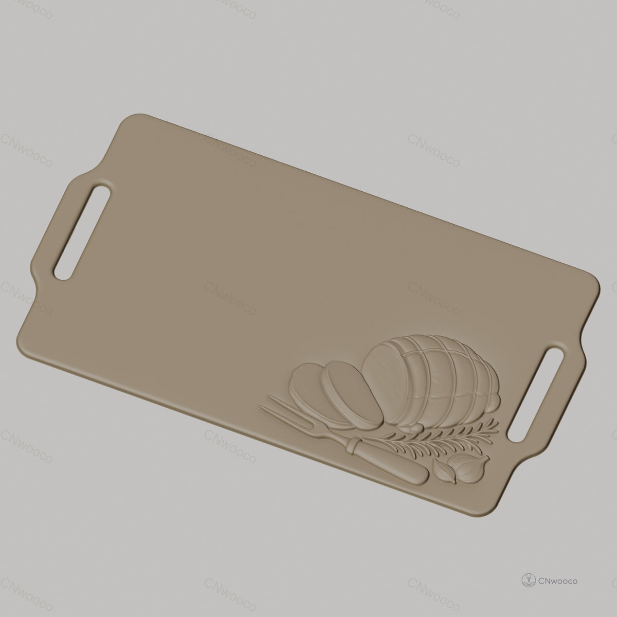 Fichier CNC planche à découper jambon et herbes, bas-relief pour sculpture sur bois, STL