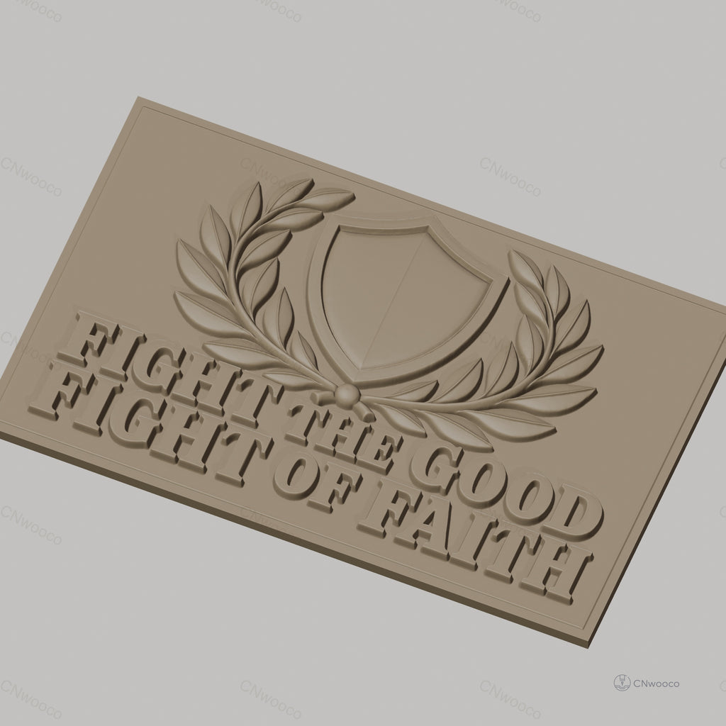 Fichier CNC & impression 3D combat de foi, bouclier et feuilles de laurier, haute qualité relief STL