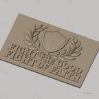 Fichier CNC & impression 3D combat de foi, bouclier et feuilles de laurier, haute qualité relief STL