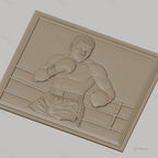 Fichier CNC & impression 3D boxeur dans le ring, gants de boxe, short, style réaliste, haute qualité relief STL