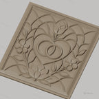Fichier CNC & impression 3D mariage, cœurs entrelacés et fleurs, haute qualité relief STL