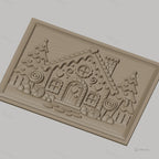 Fichier CNC & impression 3D Maison en pain d'épices, sapins, bonbons et cheminée, haute qualité relief STL