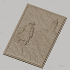 Fichier CNC & impression 3D marin, homme en imperméable regardant phare et mer agitée, haute qualité relief STL