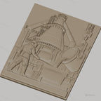 Fichier CNC & impression 3D industrie sidérurgique, ouvrier et haut fourneau, haute qualité relief STL