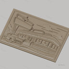 Fichier CNC & impression 3D Diner américain rétro, voiture vintage et enseigne, haute qualité relief STL
