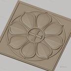 Fichier CNC & impression 3D rosace fleur avec croix, décoration sculptée haute qualité relief STL