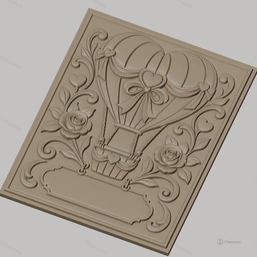 Fichier CNC & impression 3D montgolfière coeur, roses et ornements décoratifs, haute qualité relief STL