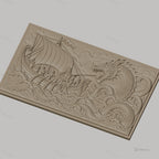 Fichier CNC & impression 3D combat légendaire entre guerriers viking et dragon de mer, haute qualité relief STL
