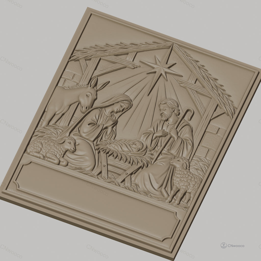 Fichier CNC & impression 3D crèche de Noël, Marie Joseph bébé Jésus animaux, haute qualité relief STL