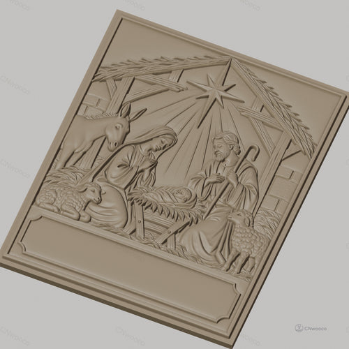 Fichier CNC & impression 3D crèche de Noël, Marie Joseph bébé Jésus animaux, haute qualité relief STL