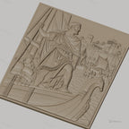 Fichier CNC & impression 3D exploration antique, bateau viking, port avec palais, haute qualité relief STL