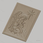 Fichier CNC & impression 3D ange agenouillé, étoile et nuages, haute qualité relief STL