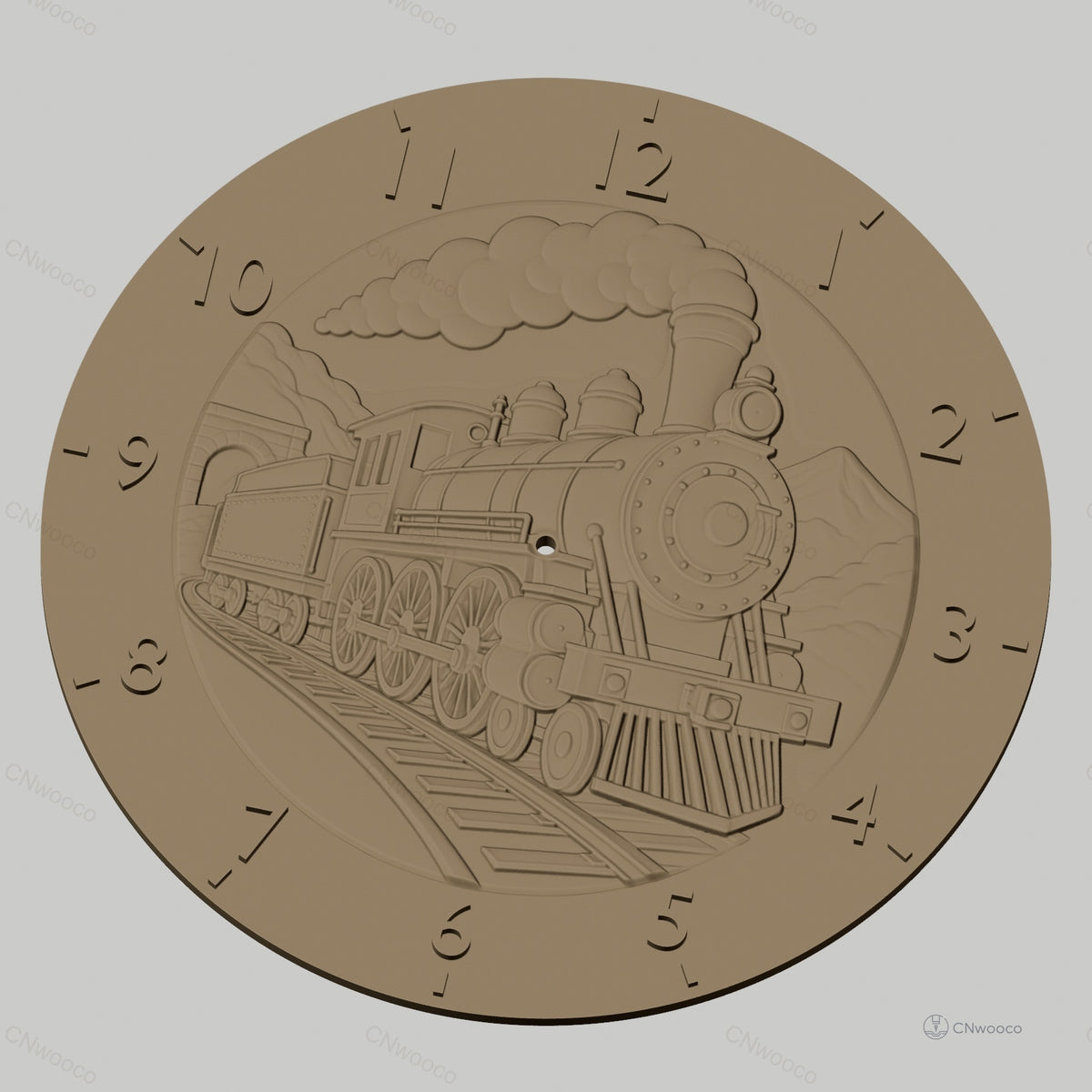 Fichier CNC & impression 3D horloge murale locomotive train vintage STL