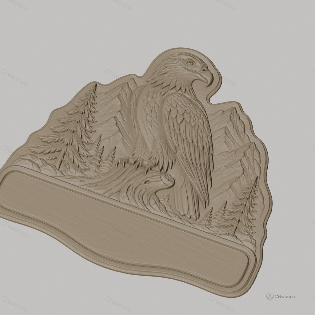 Fichier CNC & impression 3D enseigne aigle dans la montagne, STL très haute qualité