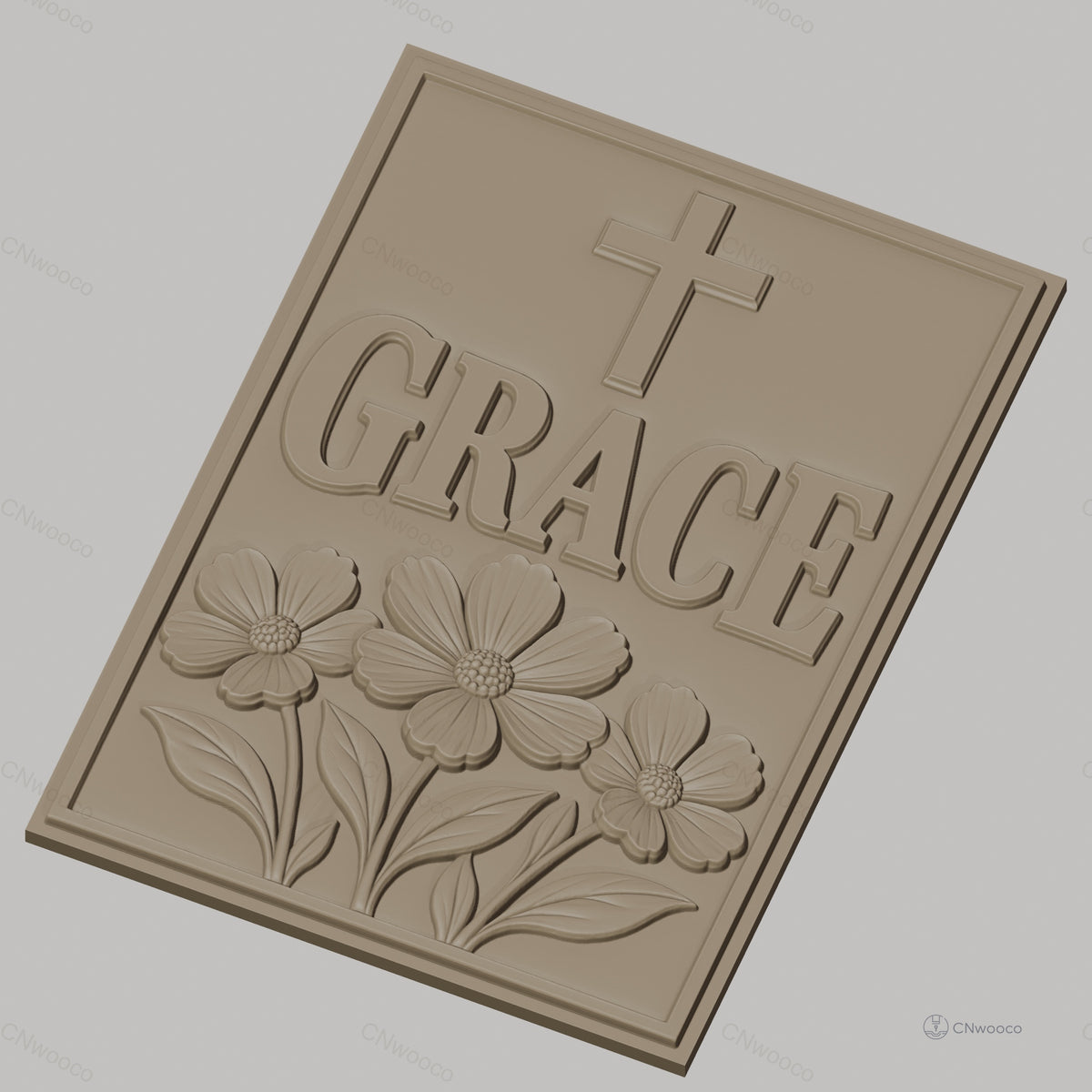 Fichier CNC & impression 3D grâce, croix, fleurs, haute qualité relief STL