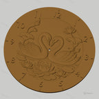 Fichier CNC & impression 3D horloge murale Cygnes et lotus design romantique STL