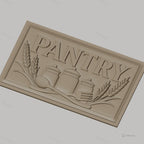Fichier CNC & impression 3D panneau pantry, bocaux, couverts et épis de blé, haute qualité relief STL