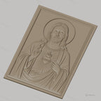 Fichier CNC & impression 3D Sacré-Cœur de Jésus, portrait religieux avec auréole et mains bénissantes, haute qualité relief STL