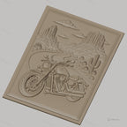 Fichier CNC & impression 3D moto sur route désertique, relief paysage cactus haute qualité relief STL