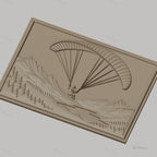 Fichier CNC & impression 3D Parapente en montagne, paysage avec rivière et forêt, haute qualité relief STL