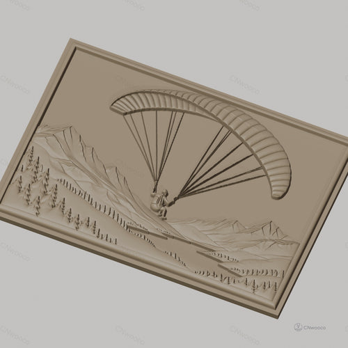 Fichier CNC & impression 3D Parapente en montagne, paysage avec rivière et forêt, haute qualité relief STL