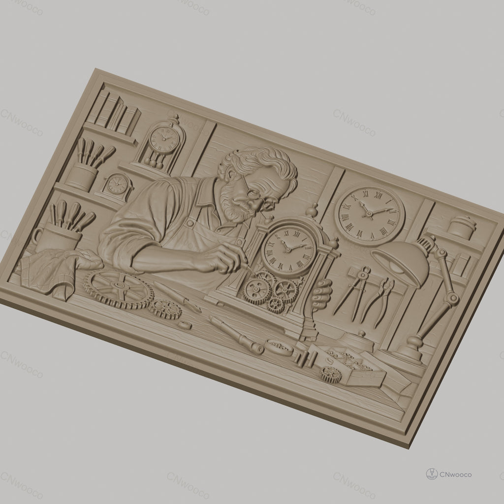 Fichier CNC & impression 3D horloger réparant montre, engrenages, outils d'atelier, haute qualité relief STL