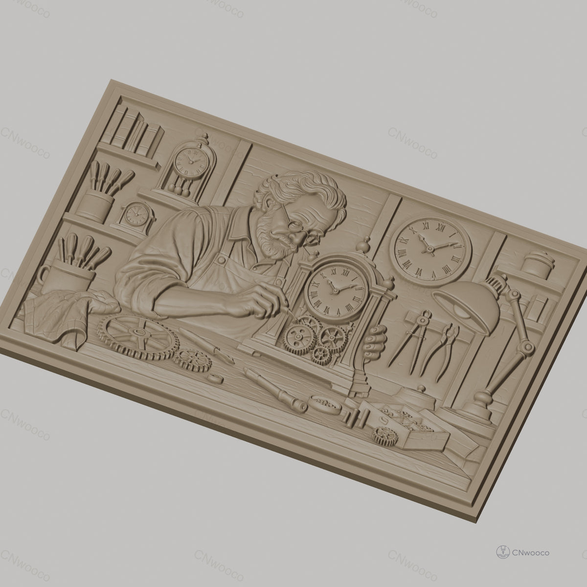 Fichier CNC & impression 3D horloger réparant montre, engrenages, outils d'atelier, haute qualité relief STL