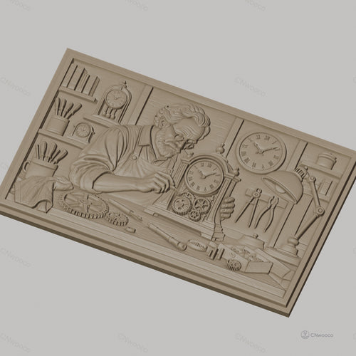 Fichier CNC & impression 3D horloger réparant montre, engrenages, outils d'atelier, haute qualité relief STL