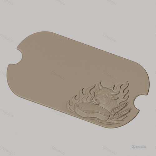 Fichier CNC thème viande boeuf steak flammes épi bas-relief pour sculpture sur bois, STL