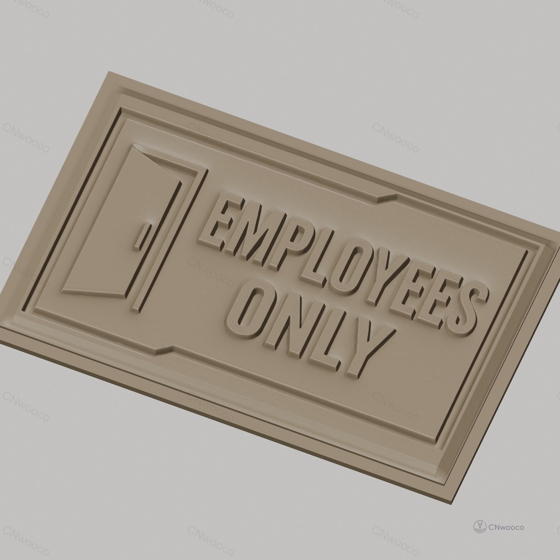 Fichier CNC & impression 3D panneau Employees Only avec porte, haute qualité relief STL