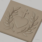Fichier CNC & impression 3D cœur sacré, croix, branches d'olivier, haute qualité relief STL