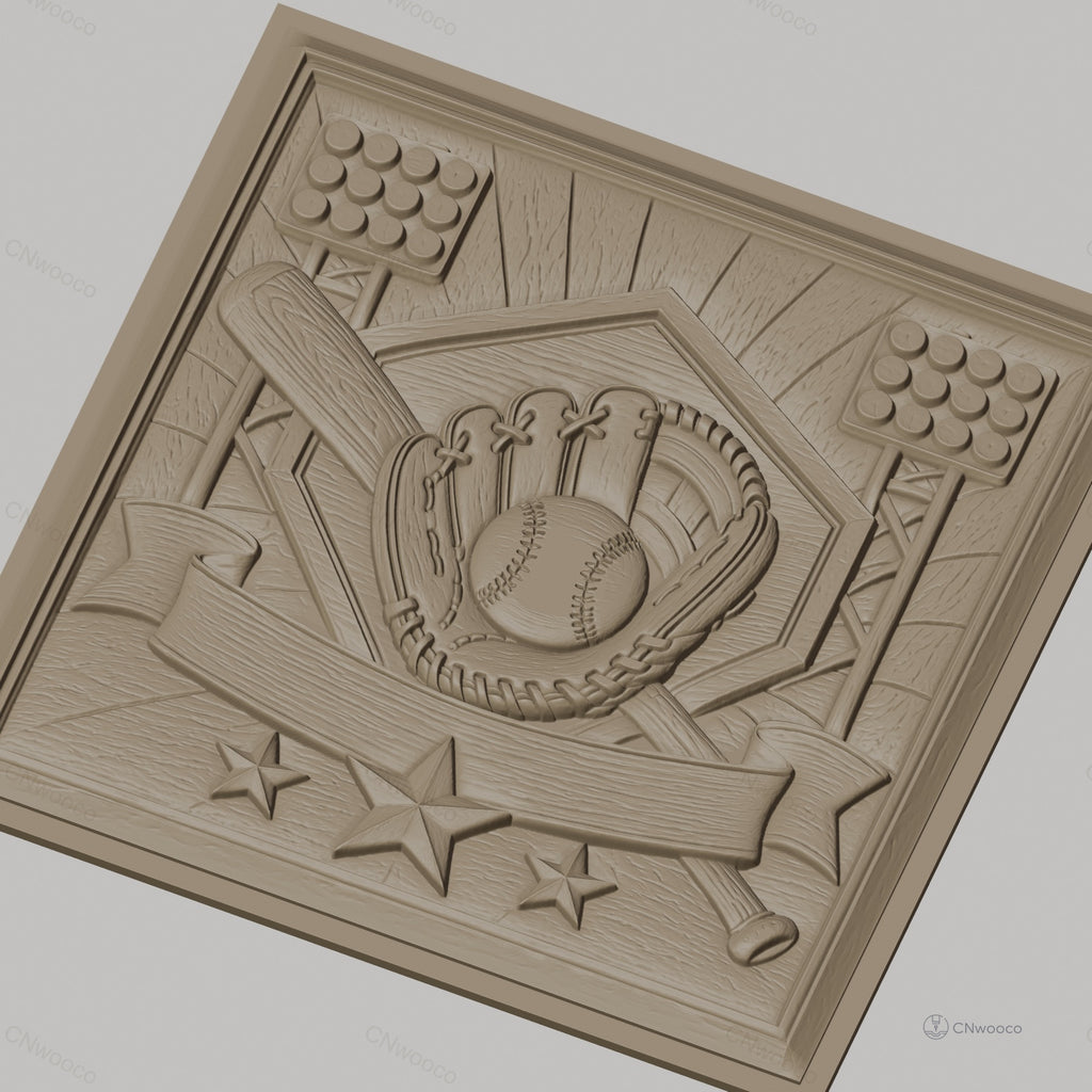 Fichier CNC & impression 3D baseball, gant balle battes et stade, haute qualité relief STL