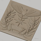 Fichier CNC & impression 3D scène de la nativité, colombe, étoile, mangeoire et branches d'olivier, haute qualité relief STL