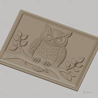 Fichier CNC & impression 3D hibou sur branche avec feuilles, haute qualité relief STL