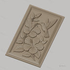 Fichier CNC & impression 3D colibri et fleurs d'hibiscus, feuilles détaillées haute qualité relief STL