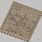 Fichier CNC & impression 3D camion routier, drapeau américain, montagne, route USA haute qualité relief STL