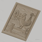 Fichier CNC & impression 3D coq à la ferme, moulin à vent et bâtiment agricole, haute qualité relief STL