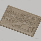 Fichier CNC & impression 3D maison de Noël, camion avec sapins, luge, boîte aux lettres, haute qualité relief STL